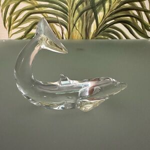 Baccarat 5" Dolphin Tail Up Crystal Art Glass Figure Paperweight FRANCE